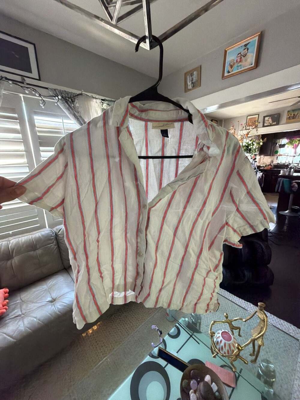 Universal Thread Striped Linen Button-Up Shirt Size S